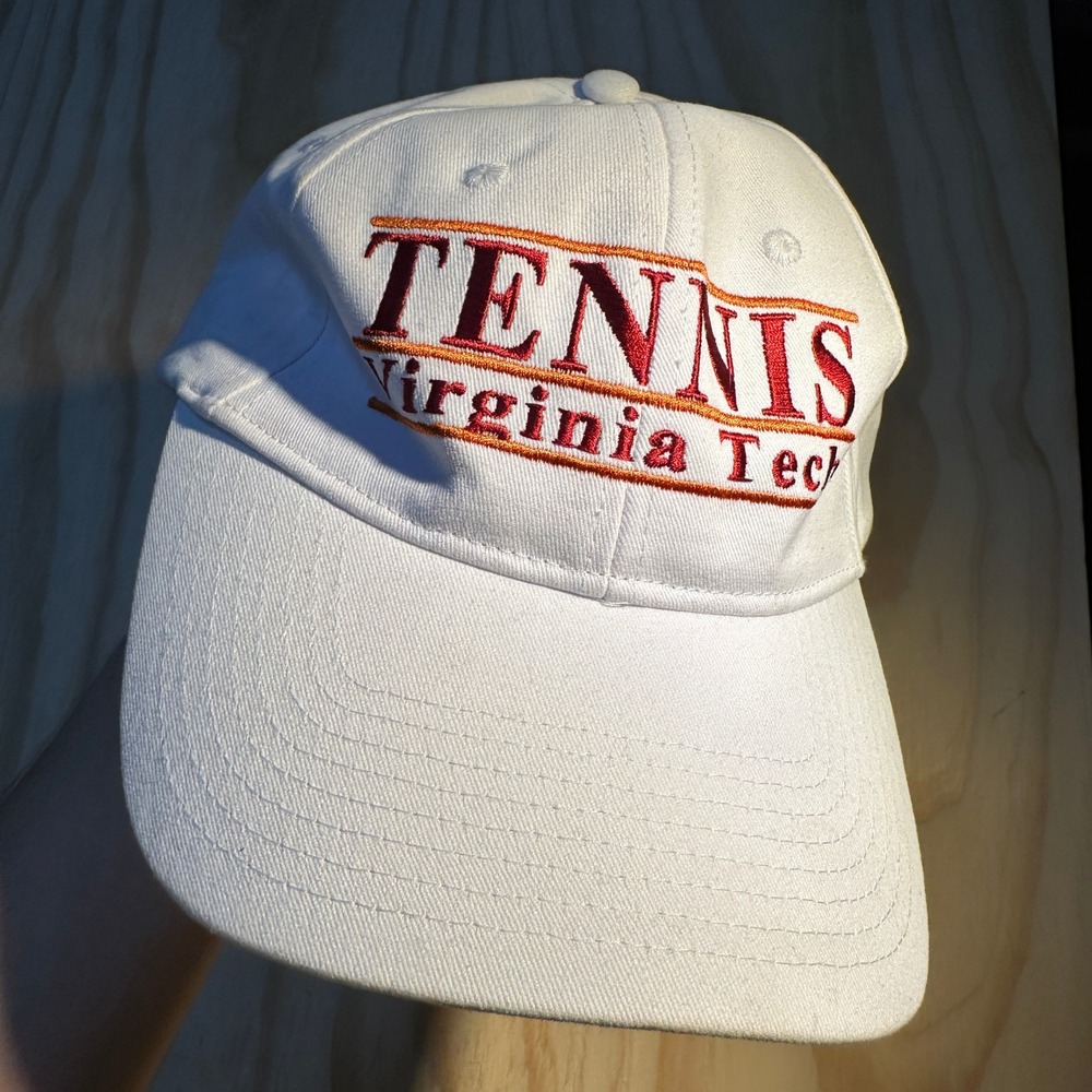 Cap America Virginia Tech Tennis Hat White Adjustable Baseball Cap VT Hokies